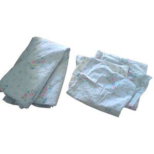 Simply Shabby Chic LILY ROSE Blue Pink Floral 3pc Duvet Cover & Sham Set - King